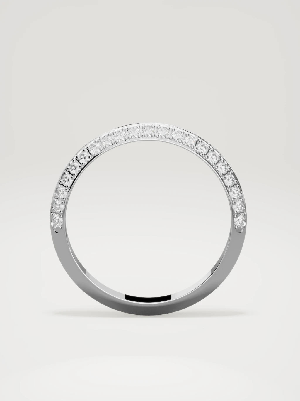 The Rayo diamond knife-edge men's band in 14K white gold, 3 mm, standing front view