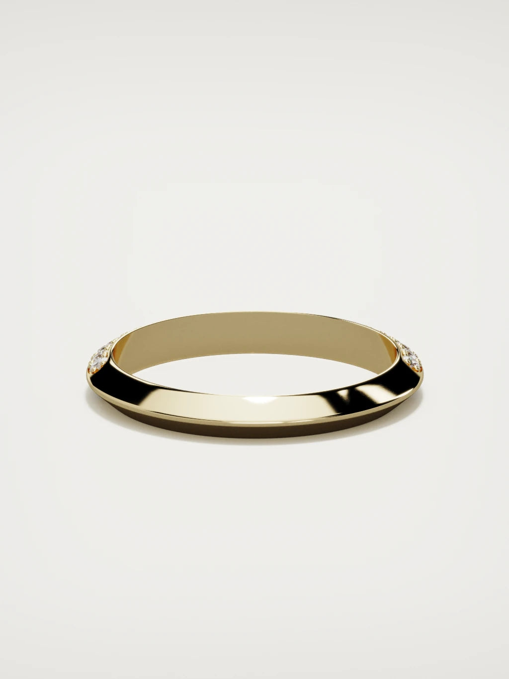 The Rayo diamond knife-edge men's band in 14K yellow gold, 3 mm, back view
