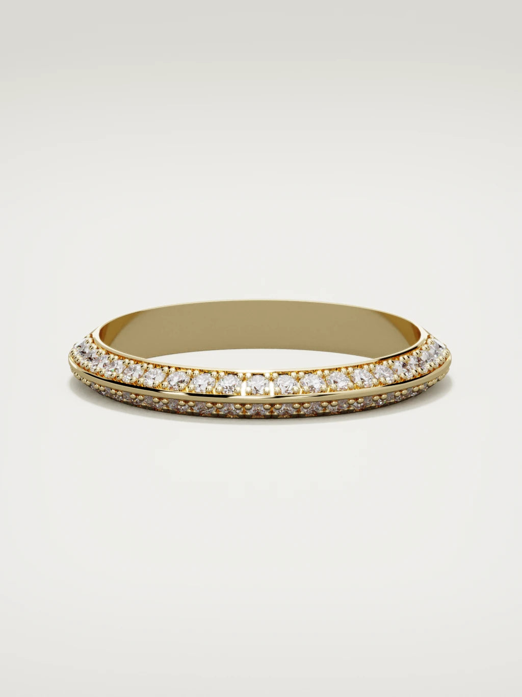 The Rayo diamond knife-edge men's band in 14K yellow gold, 3 mm, front view