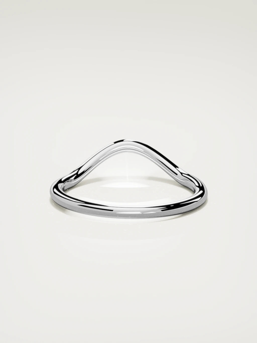 The Rima rounded contour wedding band in 14K white gold, back view