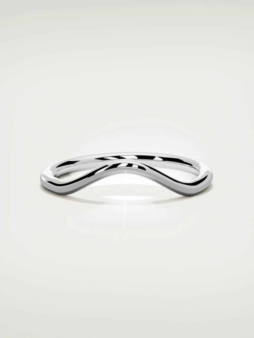 The Rima rounded contour wedding band in 14K white gold, front view