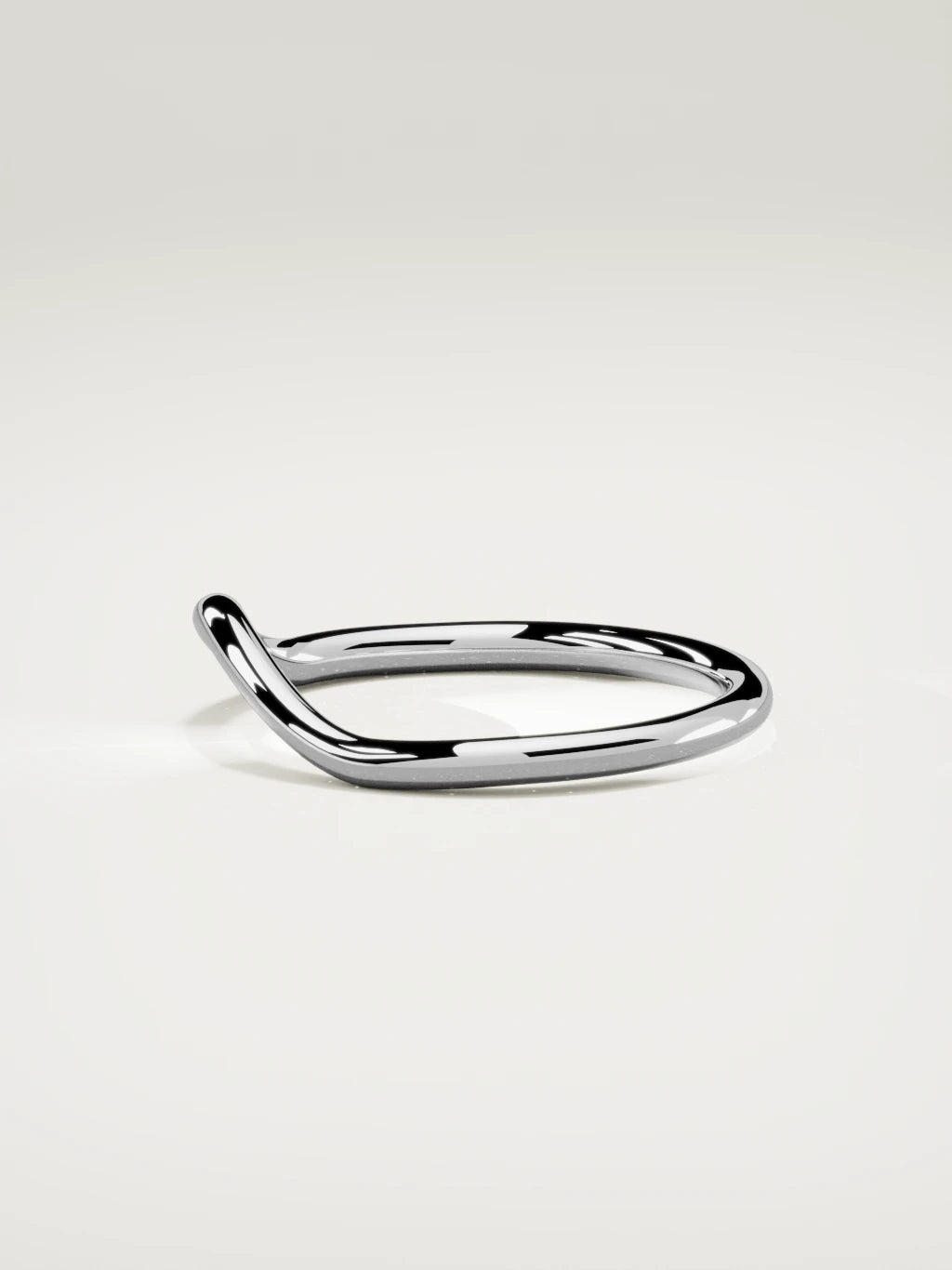 The Rima rounded contour wedding band in 14K white gold, side view
