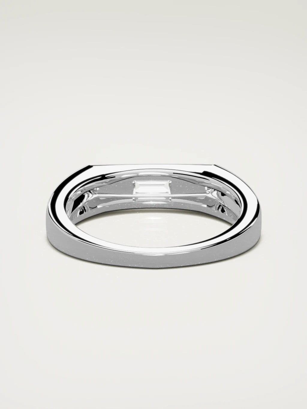 The Sello baguette signet men's band in 14K white gold, 5 mm, back view