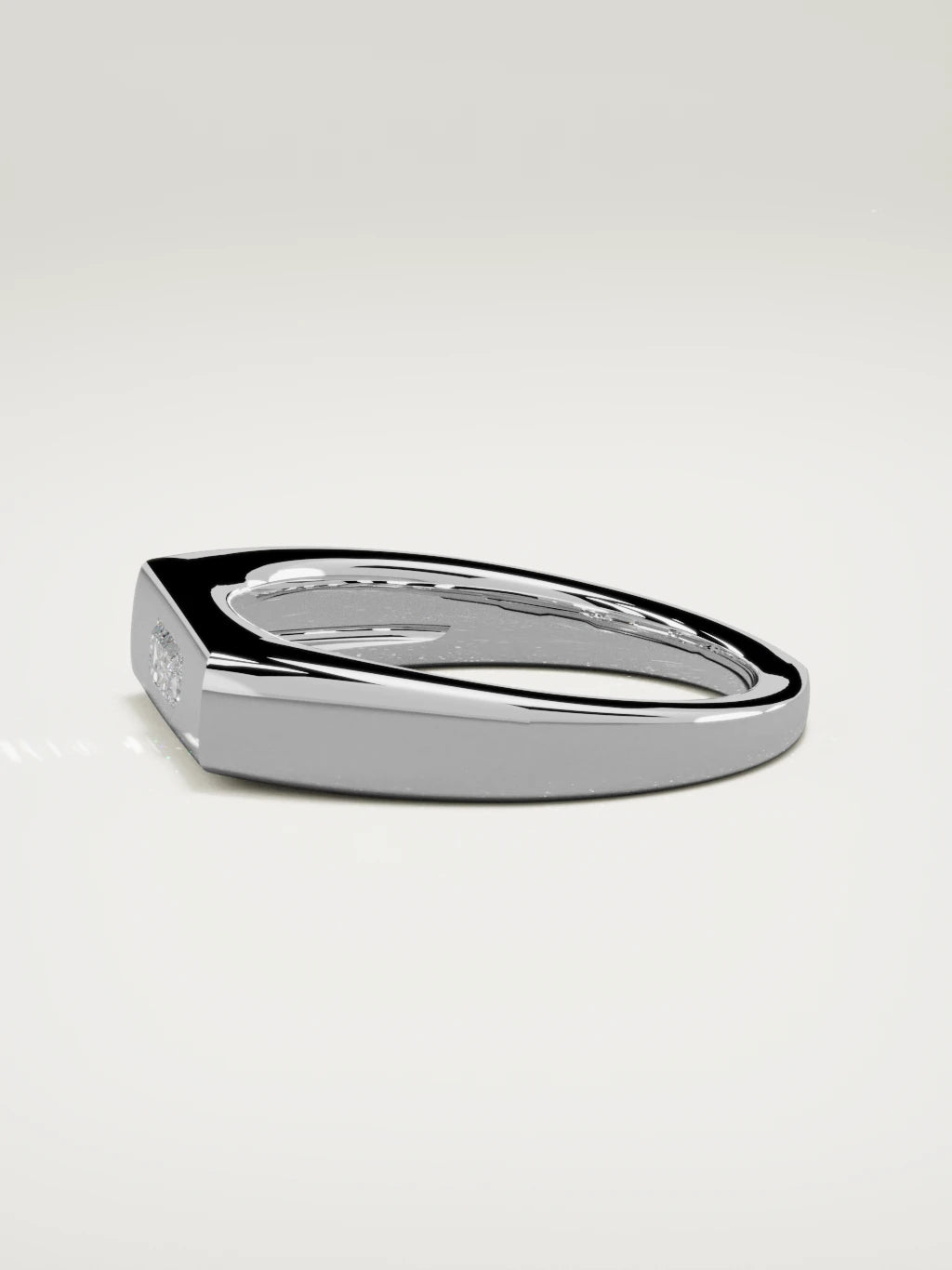 The Sello baguette signet men's band in 14K white gold, 5 mm, side view