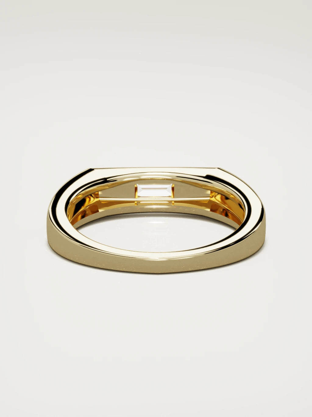 The Sello baguette signet men's band in 14K yellow gold, 5 mm, back view