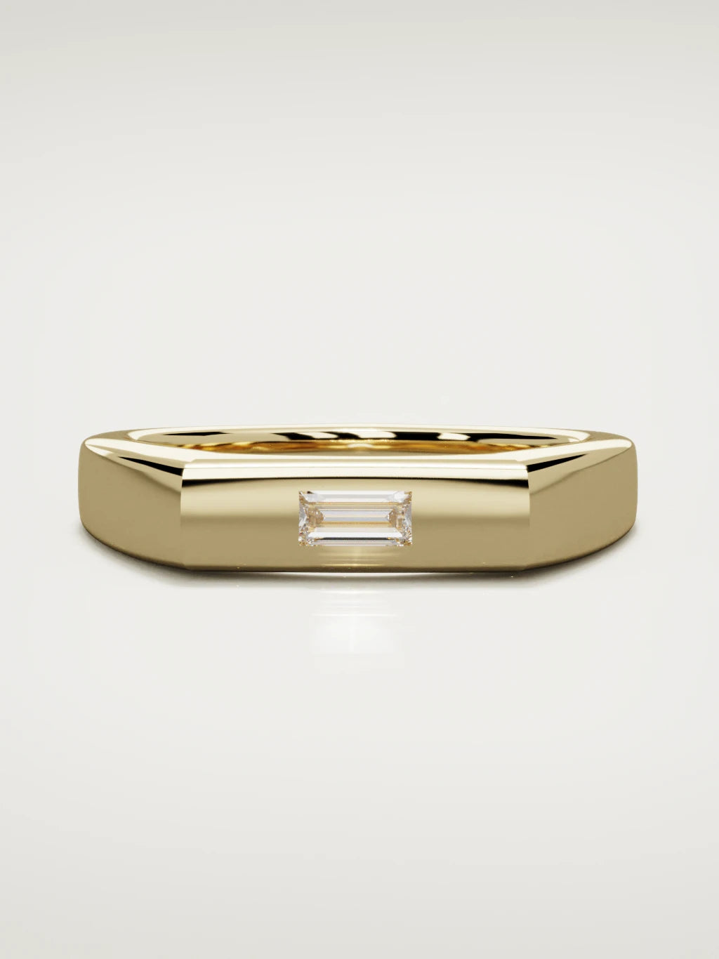 The Sello baguette signet men's band in 14K yellow gold, 5 mm, front view