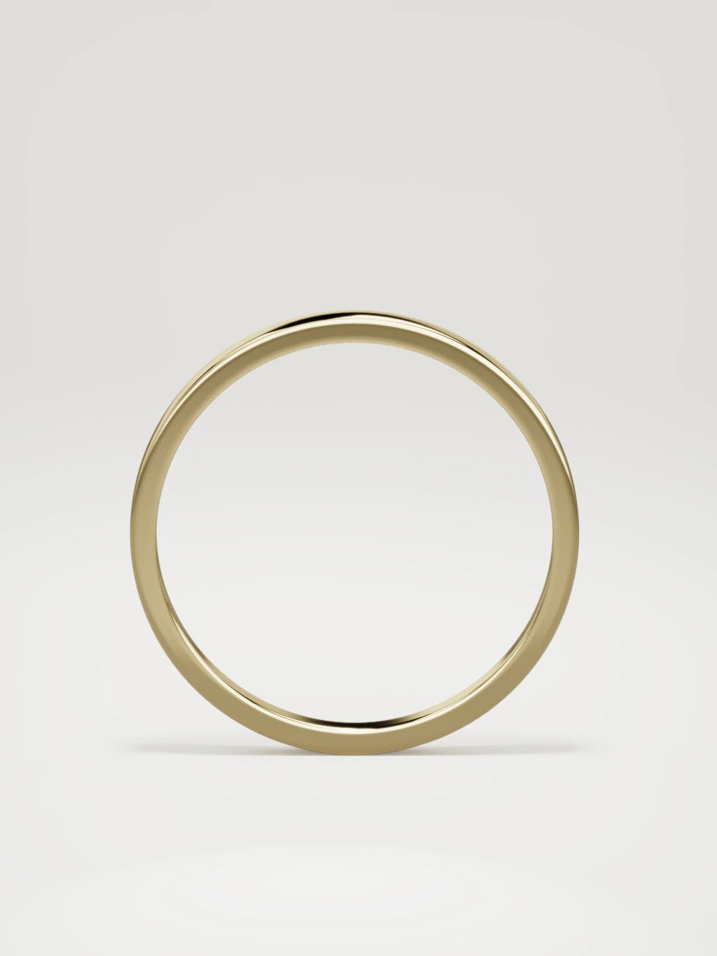 The Noble flat men's wedding band in 14K yellow gold, 2 mm, standing front view