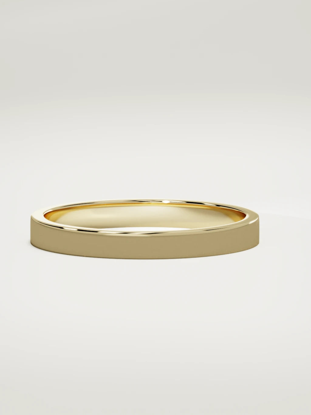 The Noble flat men's wedding band in 14K yellow gold, 3 mm, three-quarter view