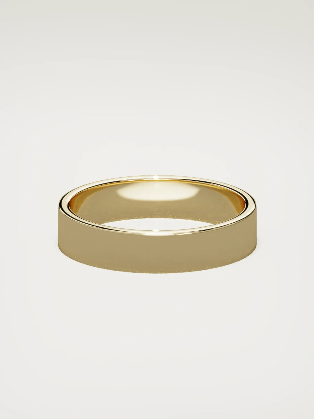 The Noble flat men's wedding band in 14K yellow gold, 5 mm, back view