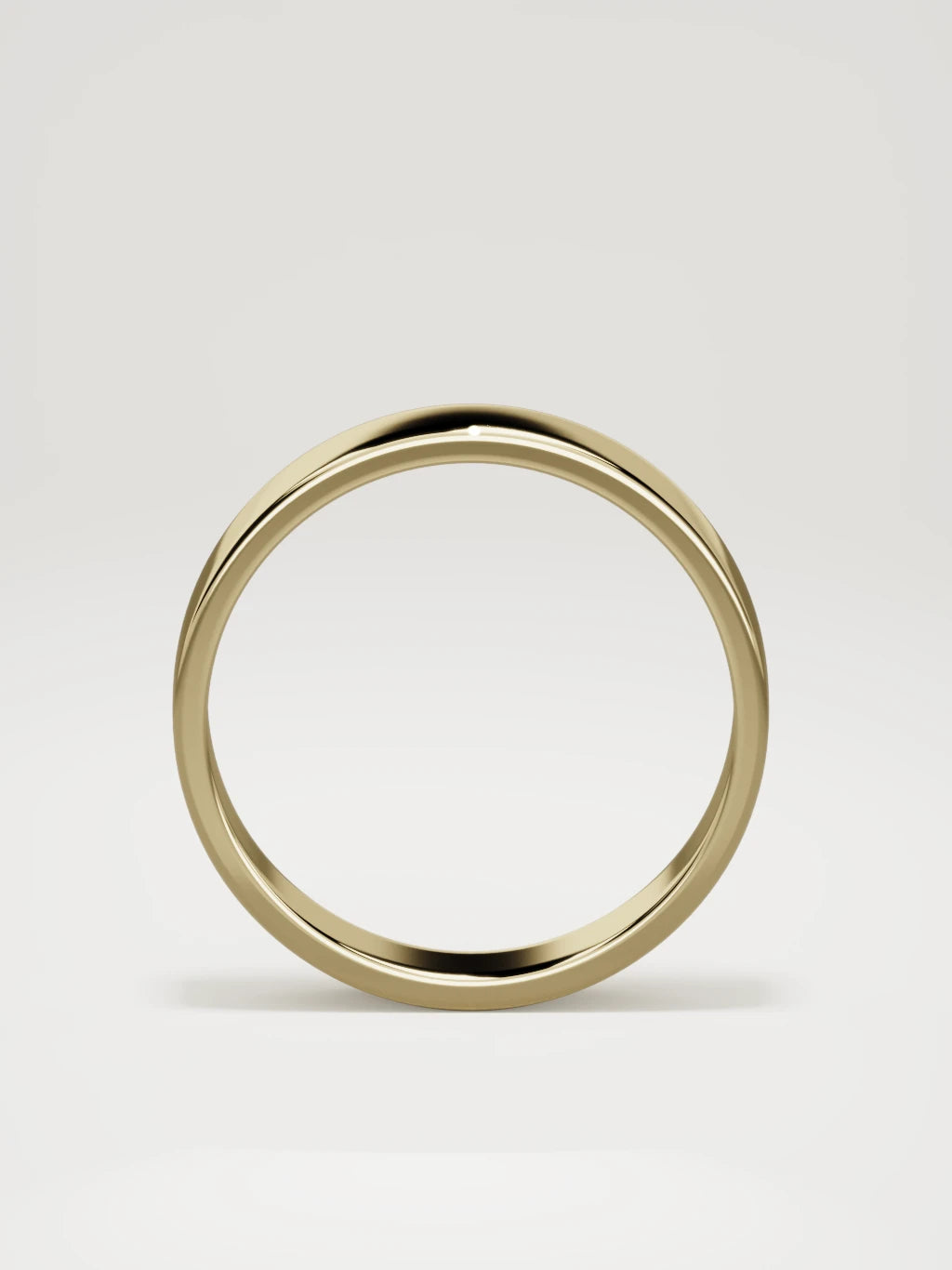 The Noble flat men's wedding band in 14K yellow gold, 5 mm, standing front view