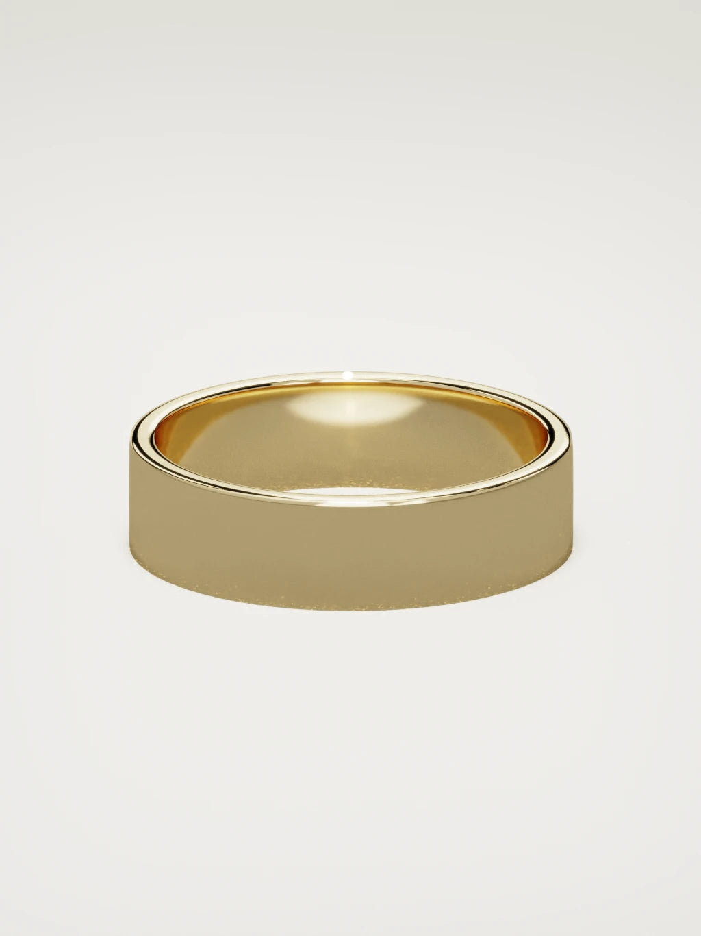 The Noble flat men's wedding band in 14K yellow gold, 6 mm, back view