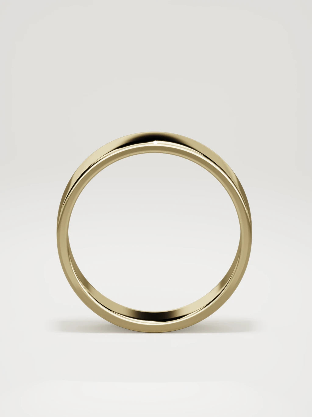 The Noble flat men's wedding band in 14K yellow gold, 6 mm, standing front view