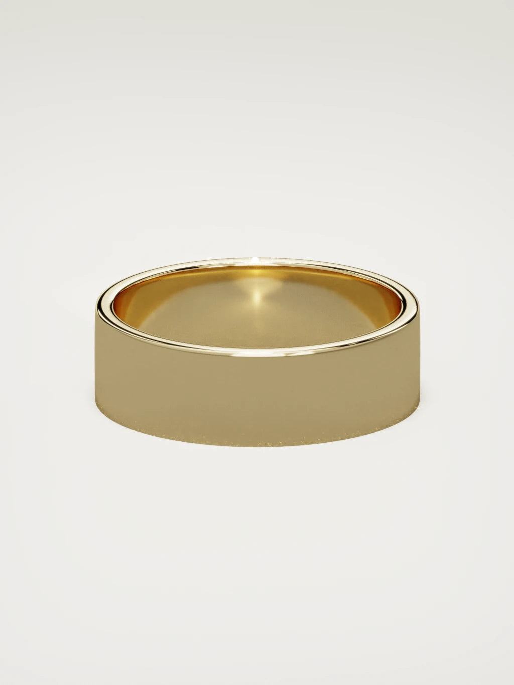 The Noble flat men's wedding band in 14K yellow gold, 7 mm, back view