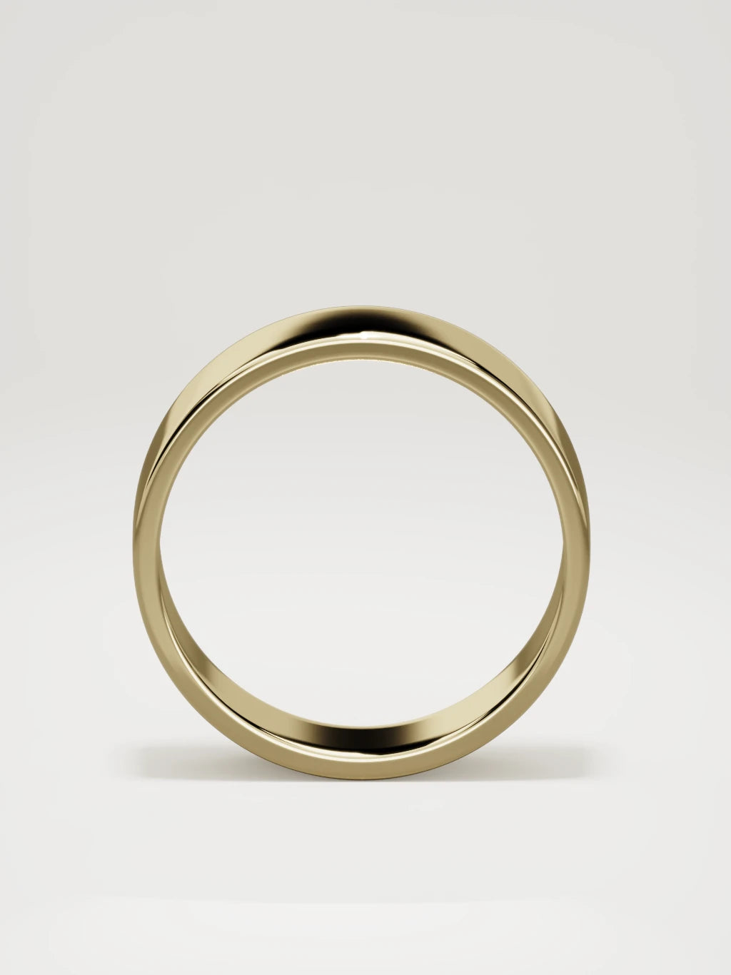 The Noble flat men's wedding band in 14K yellow gold, 7 mm, standing front view