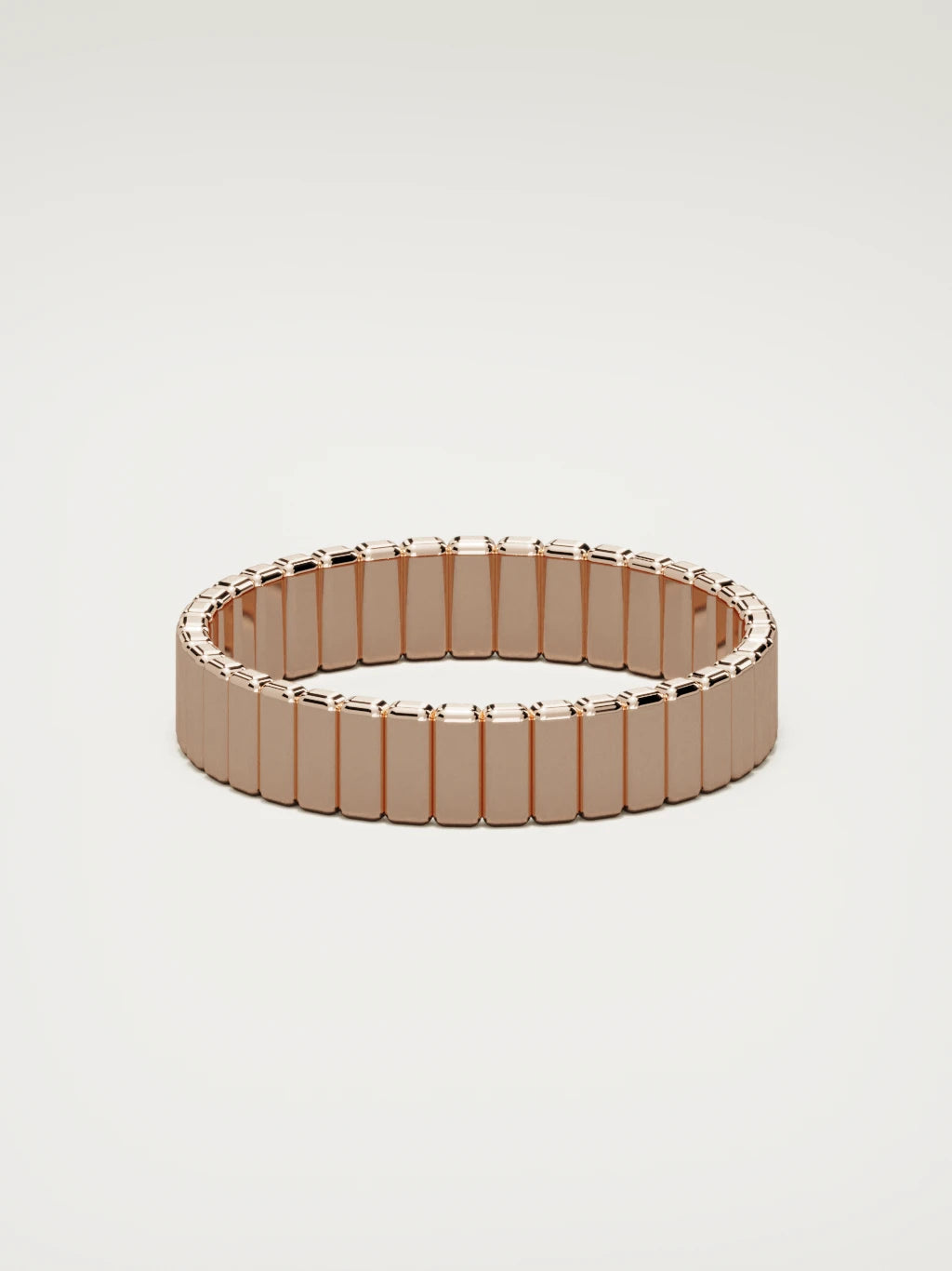 The Tempo ribbed men's wedding band in 14K rose gold, 5 mm, back view