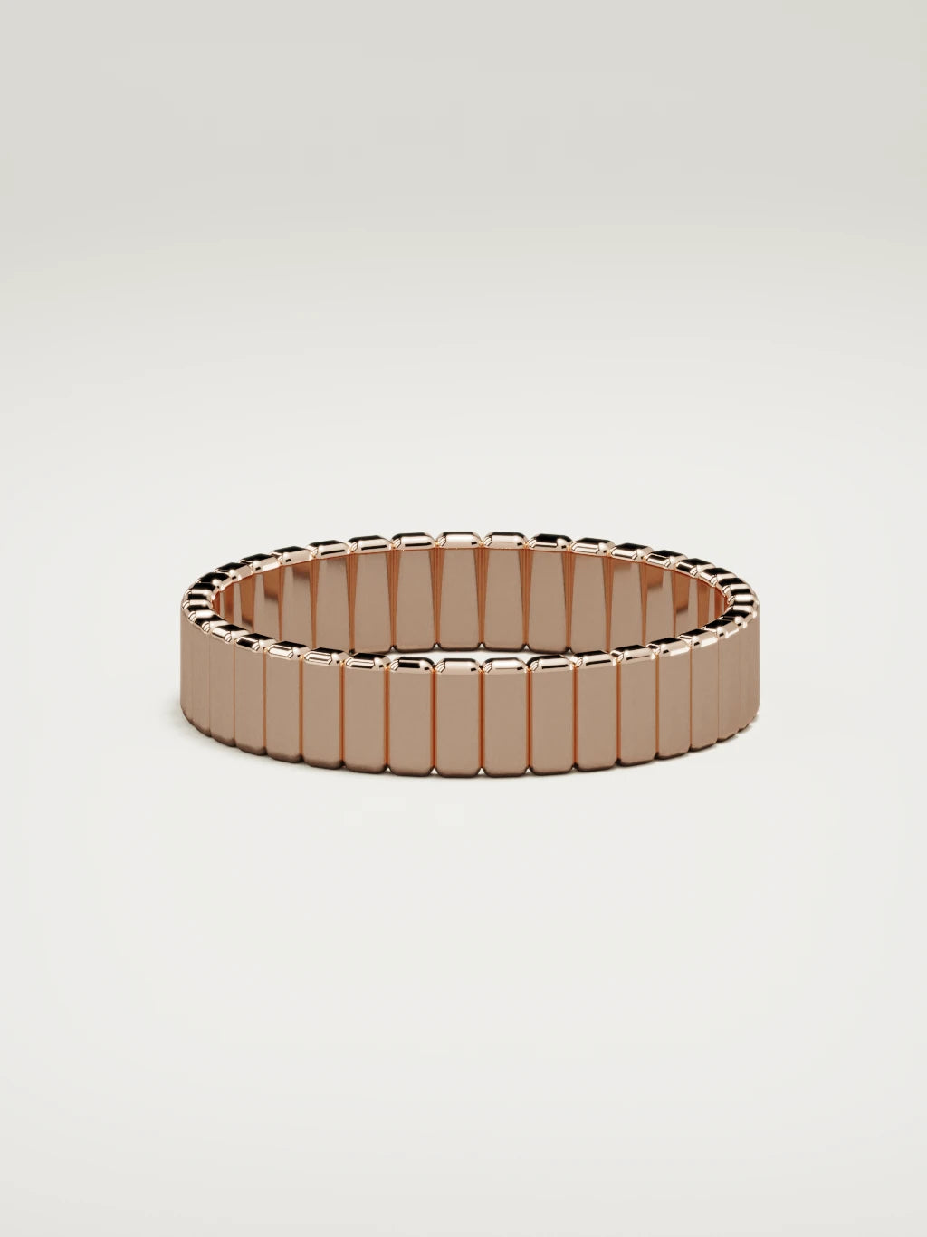 The Tempo ribbed men's wedding band in 14K rose gold, 5 mm, side view