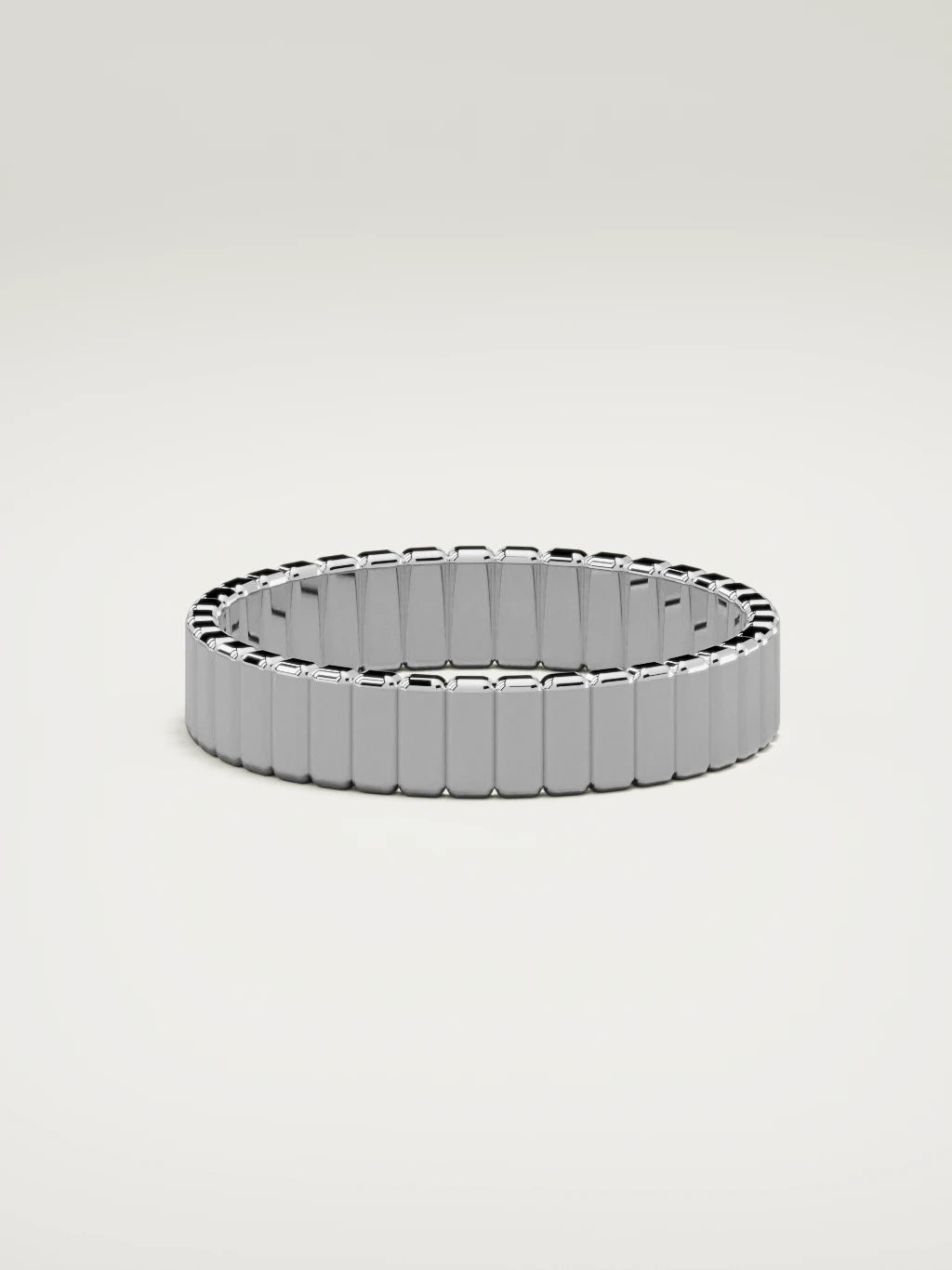The Tempo ribbed men's wedding band in 14K white gold, 5 mm, side view