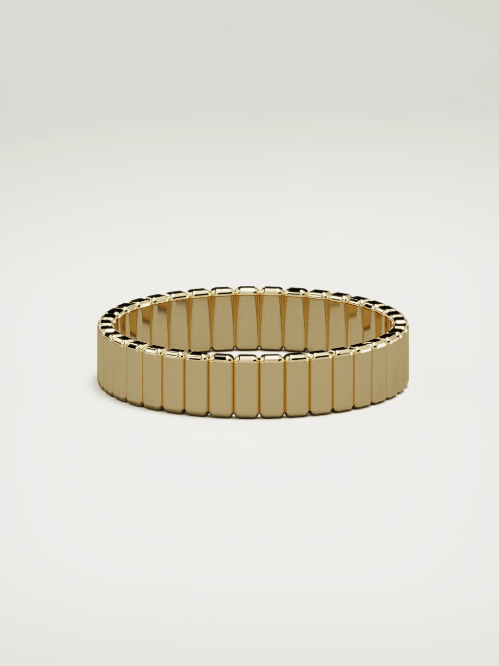 The Tempo ribbed men's wedding band in 14K yellow gold, 5 mm, side view