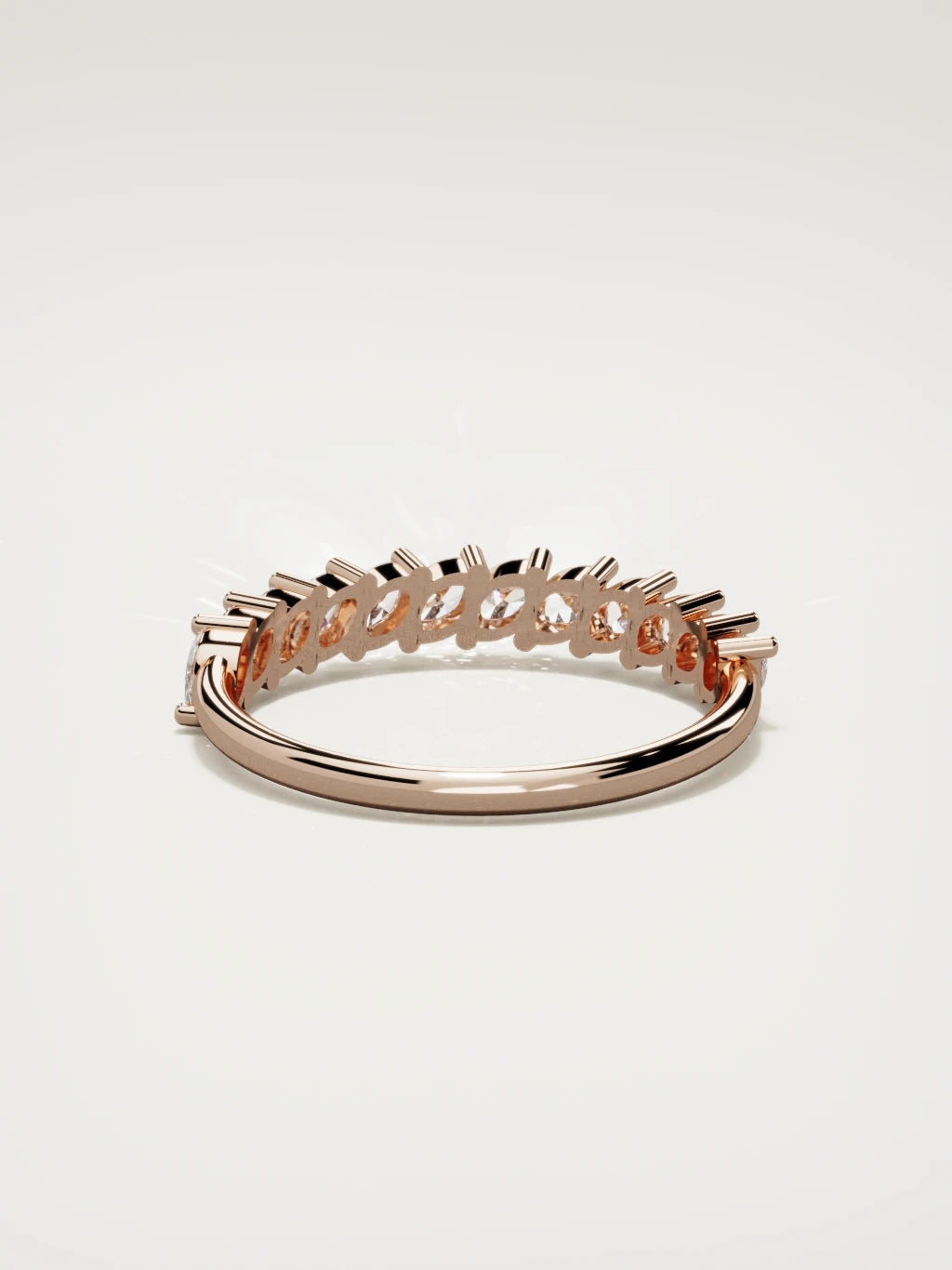 The Union marquise half eternity band in 14K rose gold, back view