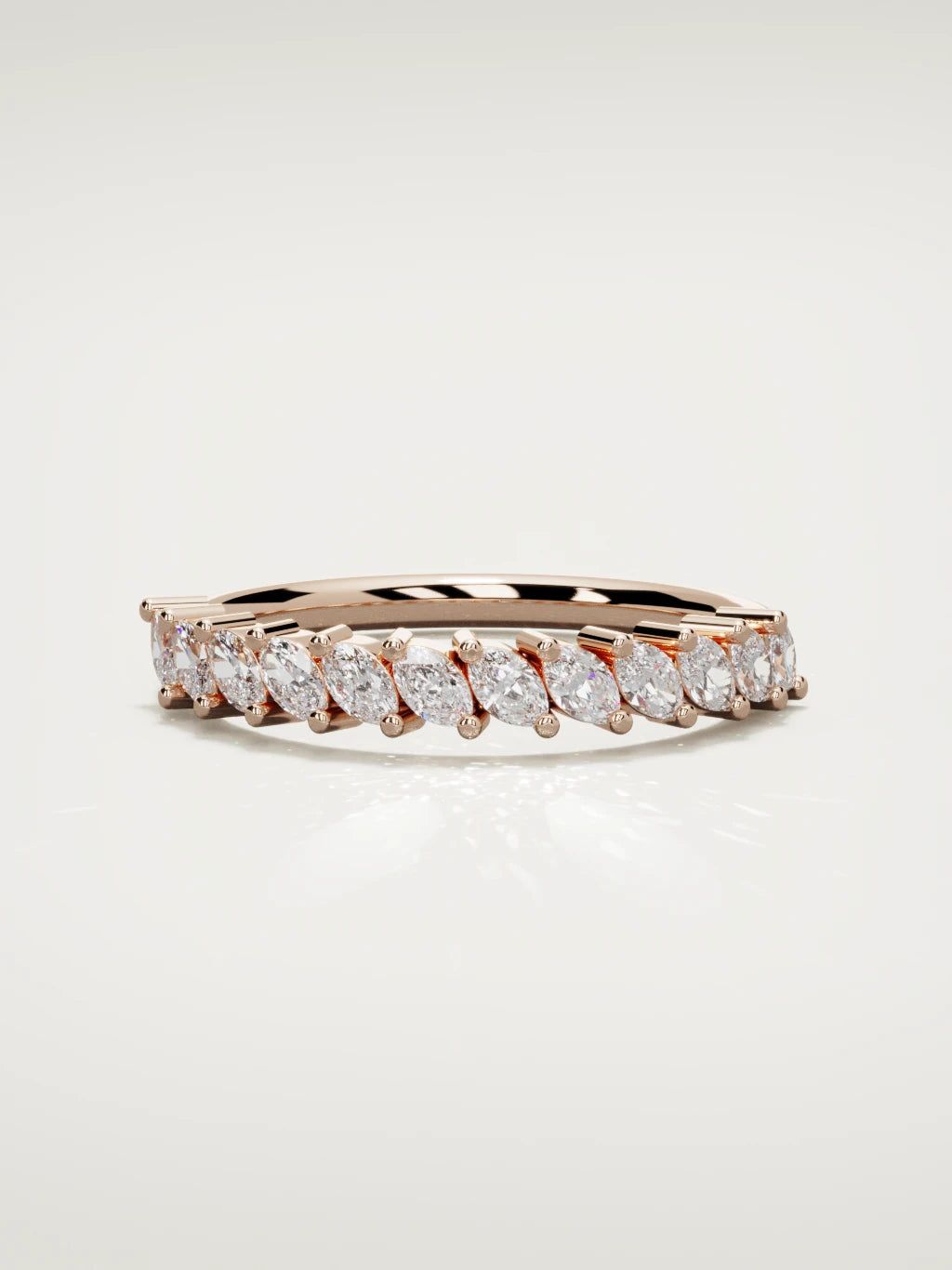 The Union marquise half eternity band in 14K rose gold, front view