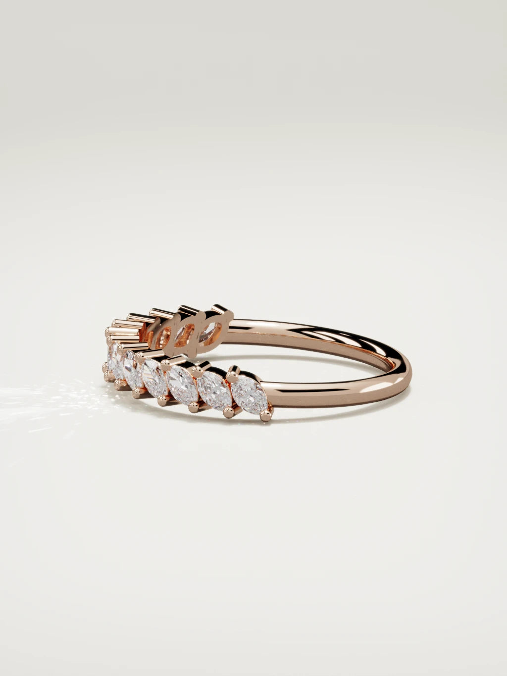 The Union marquise half eternity band in 14K rose gold, side view