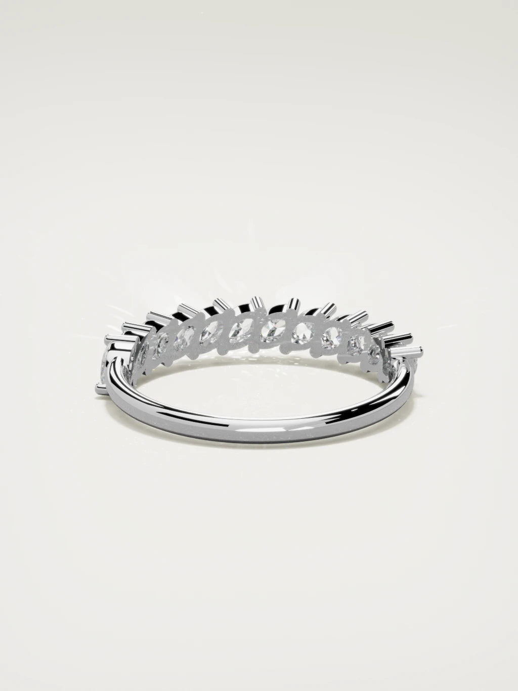 The Union marquise half eternity band in 14K white gold, back view