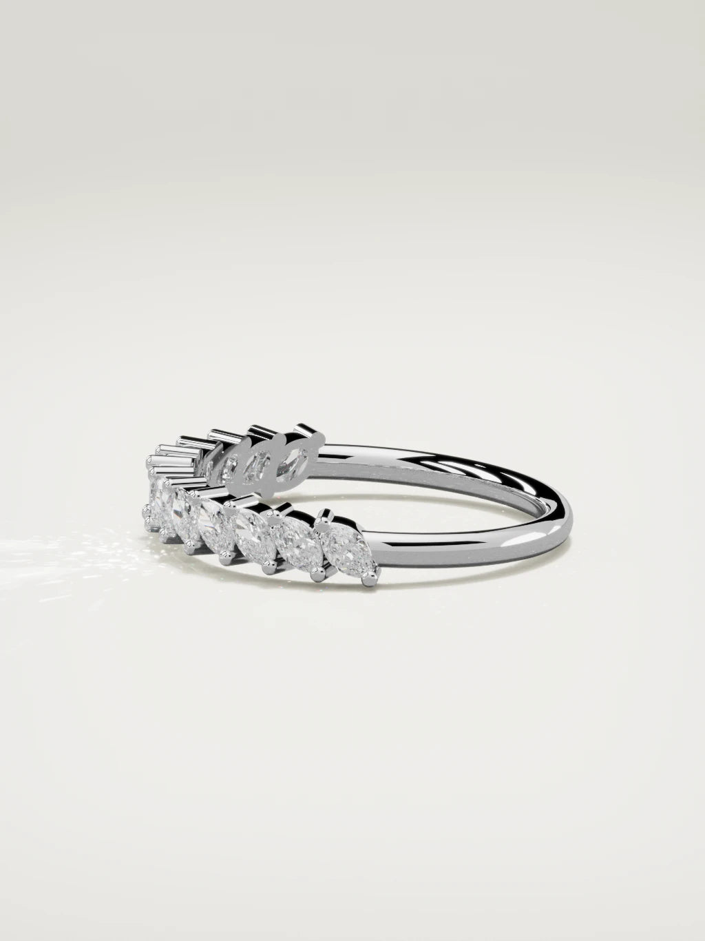 The Union marquise half eternity band in 14K white gold, side view