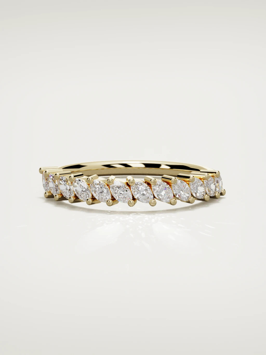 The Union marquise half eternity band in 14K yellow gold, front view
