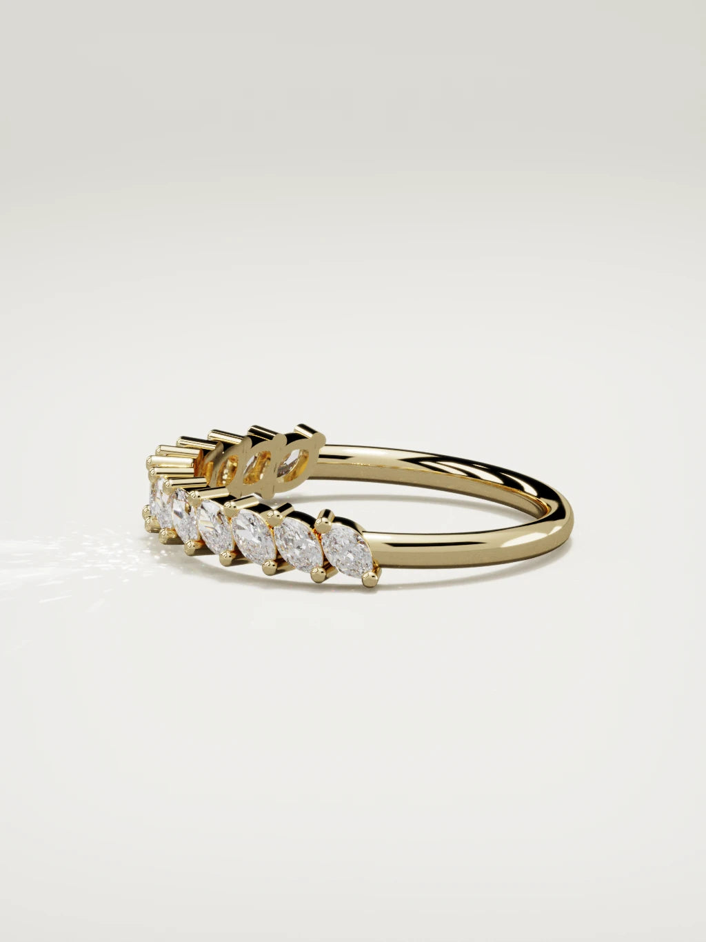 The Union marquise half eternity band in 14K yellow gold, side view