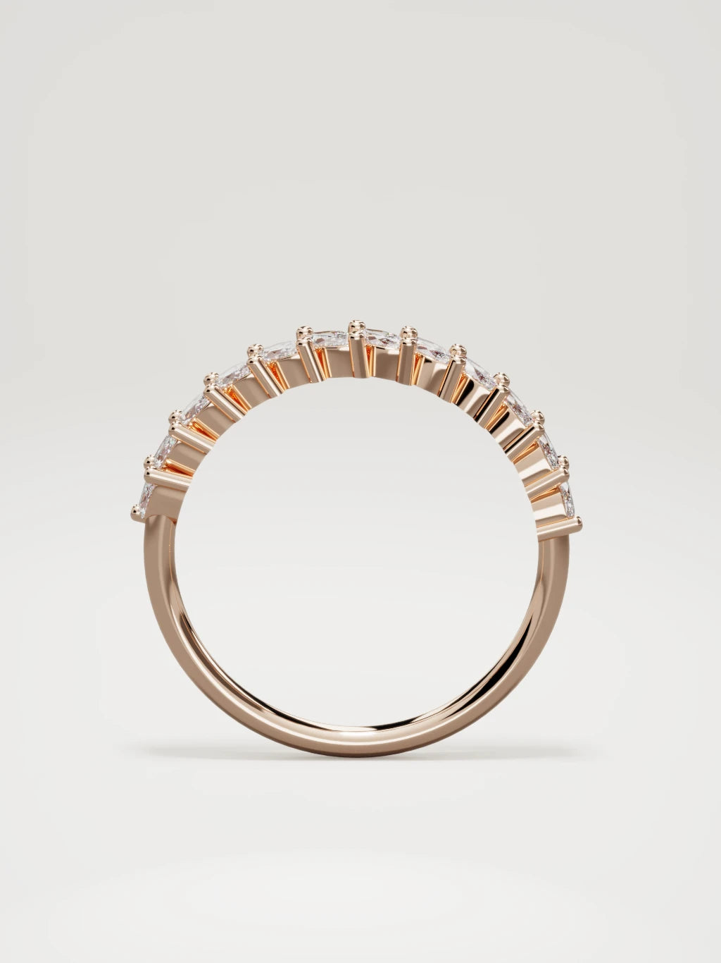 The Union marquise half eternity band in 14K rose gold, standing front view