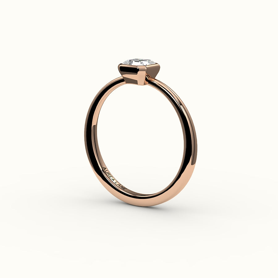 Engaste de anillo con bisel de corte Asscher clásico