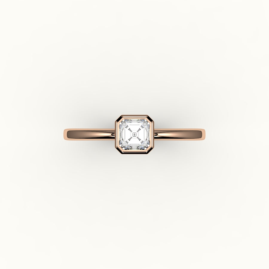 Engaste de anillo con bisel de corte Asscher clásico