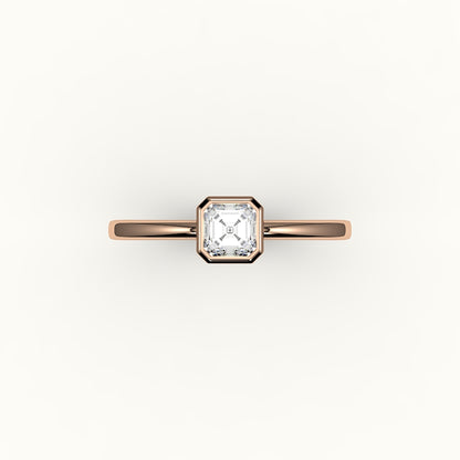 Engaste de anillo con bisel de corte Asscher clásico