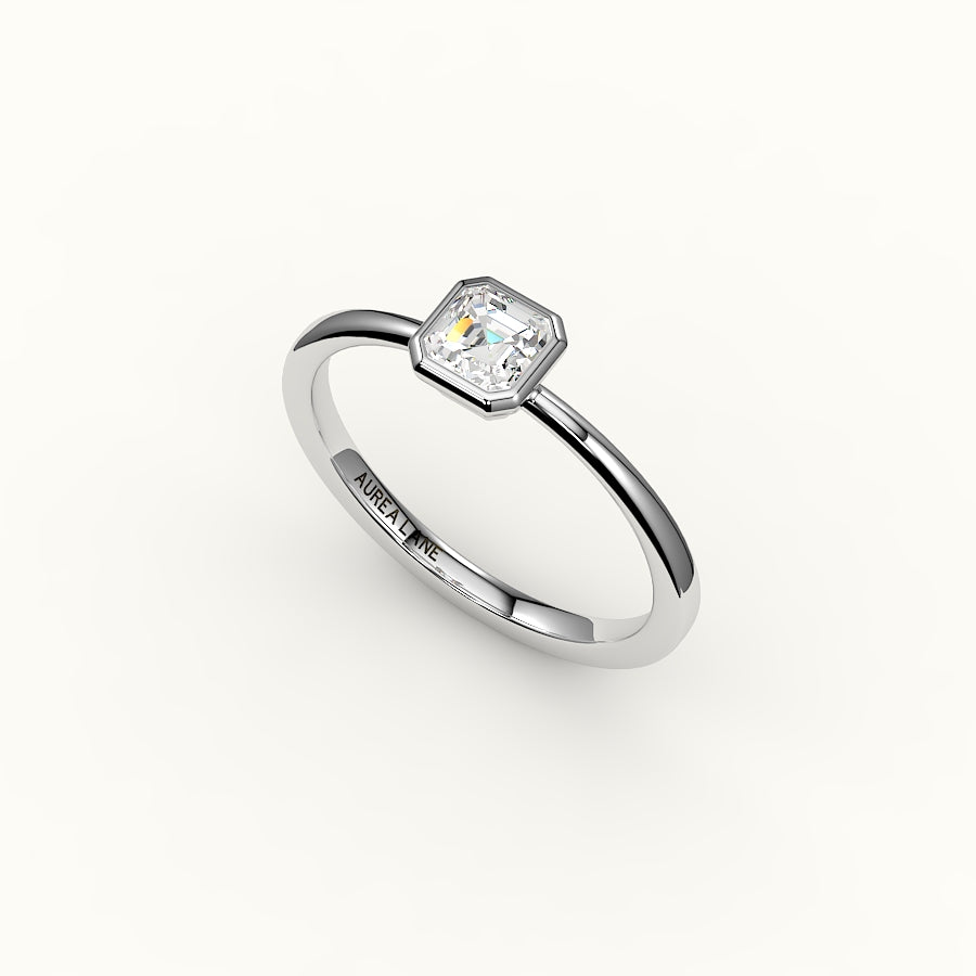 Engaste de anillo con bisel de corte Asscher clásico