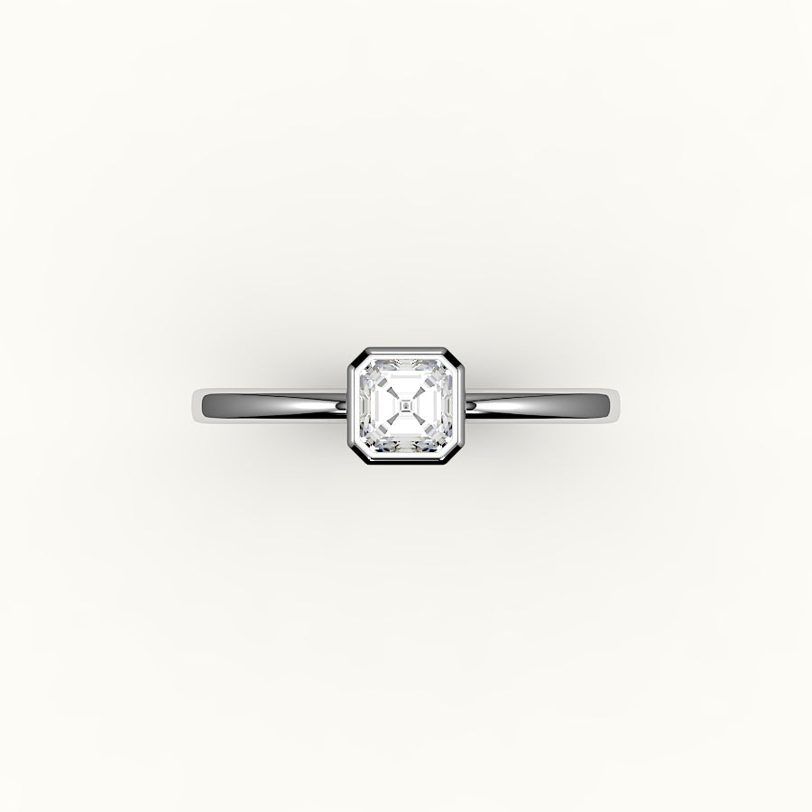 Engaste de anillo con bisel de corte Asscher clásico