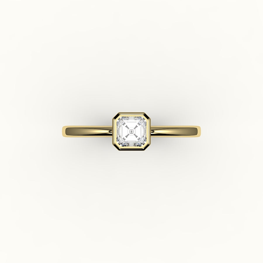 Engaste de anillo con bisel de corte Asscher clásico