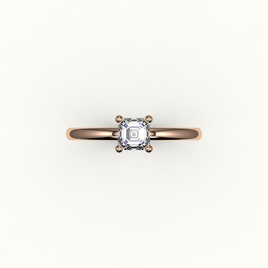 Engaste de anillo solitario de corte Asscher clásico