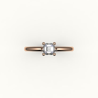 Engaste de anillo solitario de corte Asscher clásico