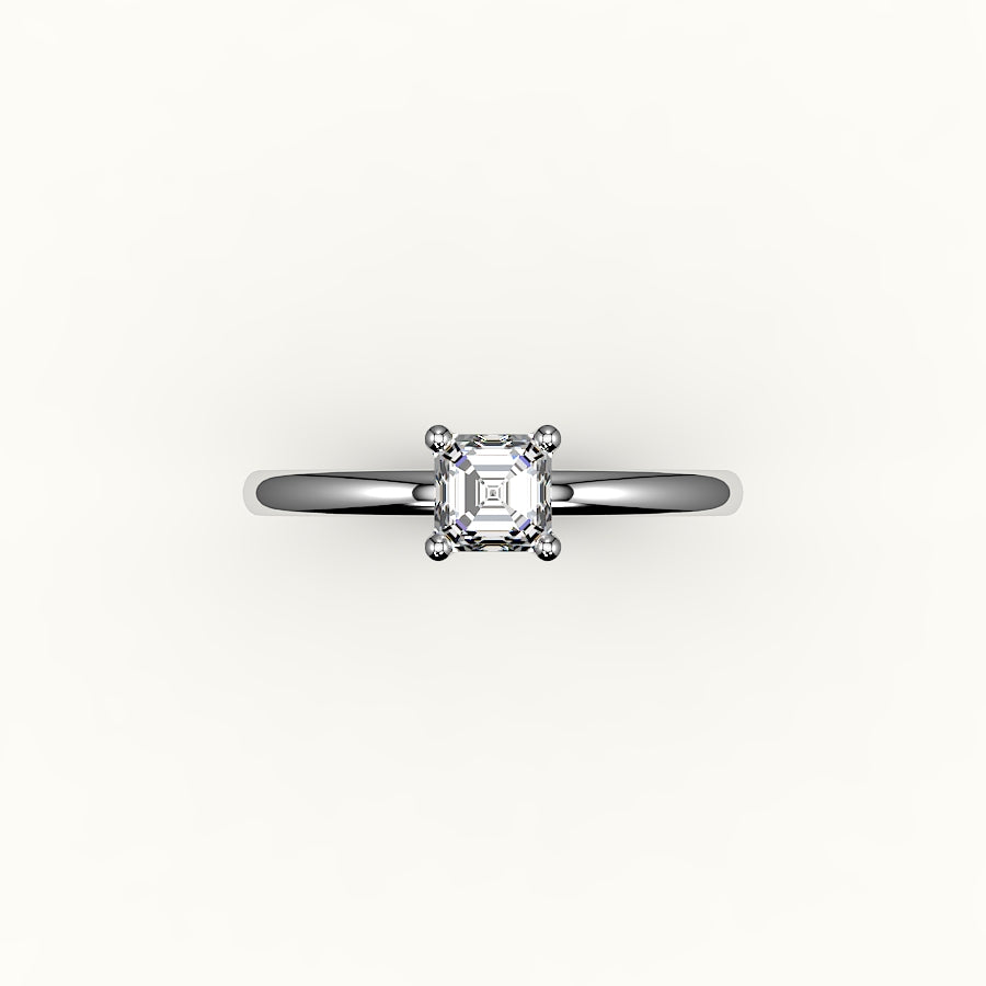 Engaste de anillo solitario de corte Asscher clásico