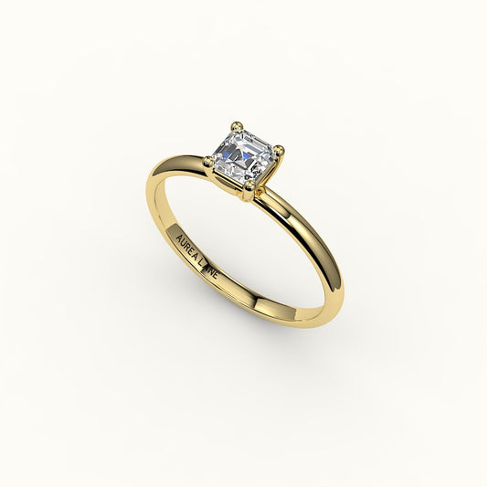 Engaste de anillo solitario de corte Asscher clásico