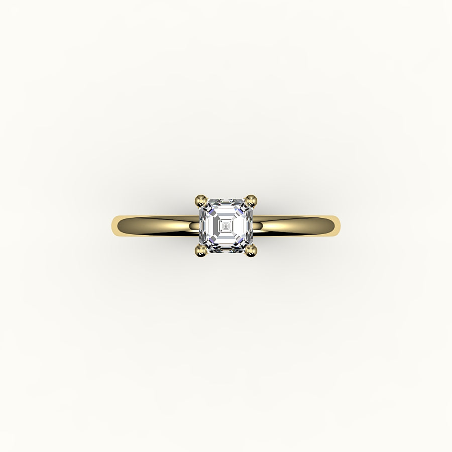 Engaste de anillo solitario de corte Asscher clásico