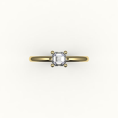 Engaste de anillo solitario de corte Asscher clásico