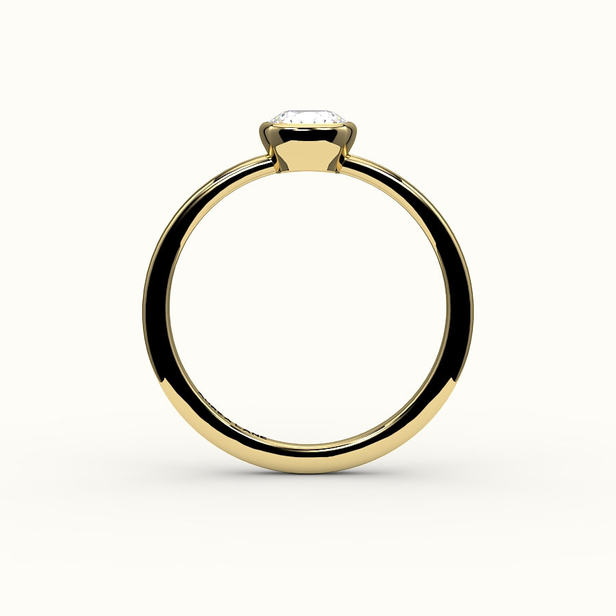 Engaste clásico de anillo con bisel de corte cojín