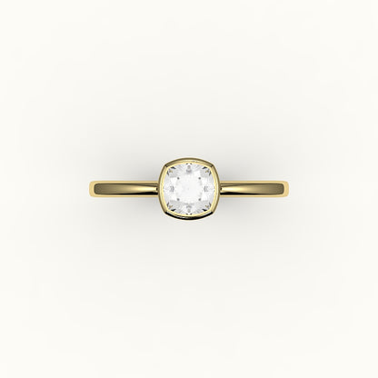 Engaste clásico de anillo con bisel de corte cojín