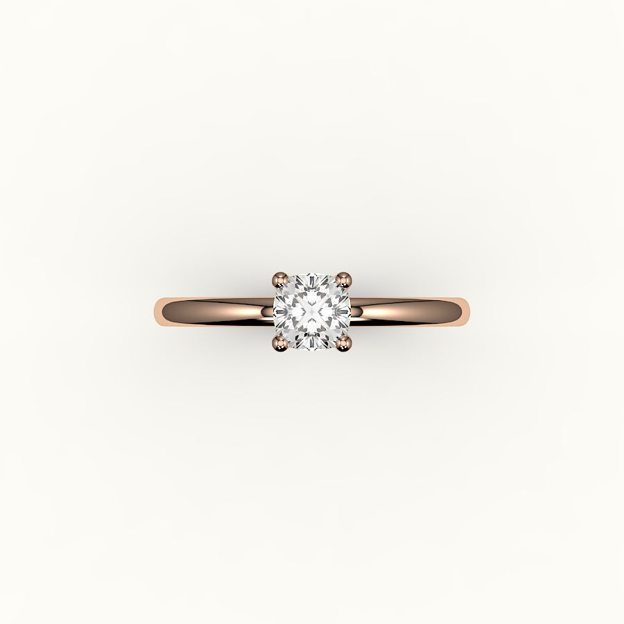 Engaste de anillo solitario de talla cojín clásica