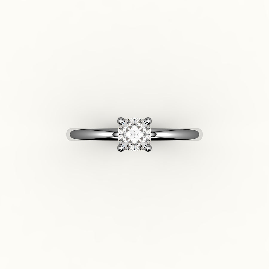 Engaste de anillo solitario de talla cojín clásica