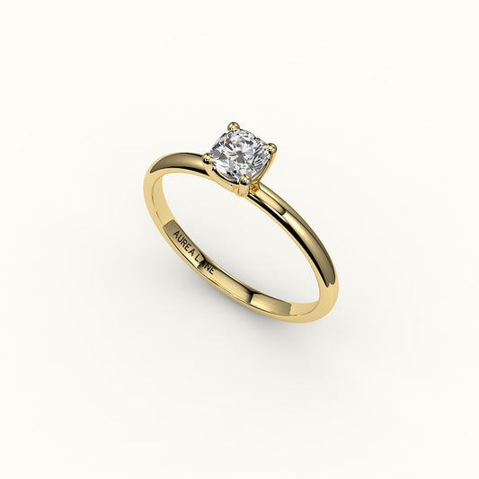 Engaste de anillo solitario de talla cojín clásica