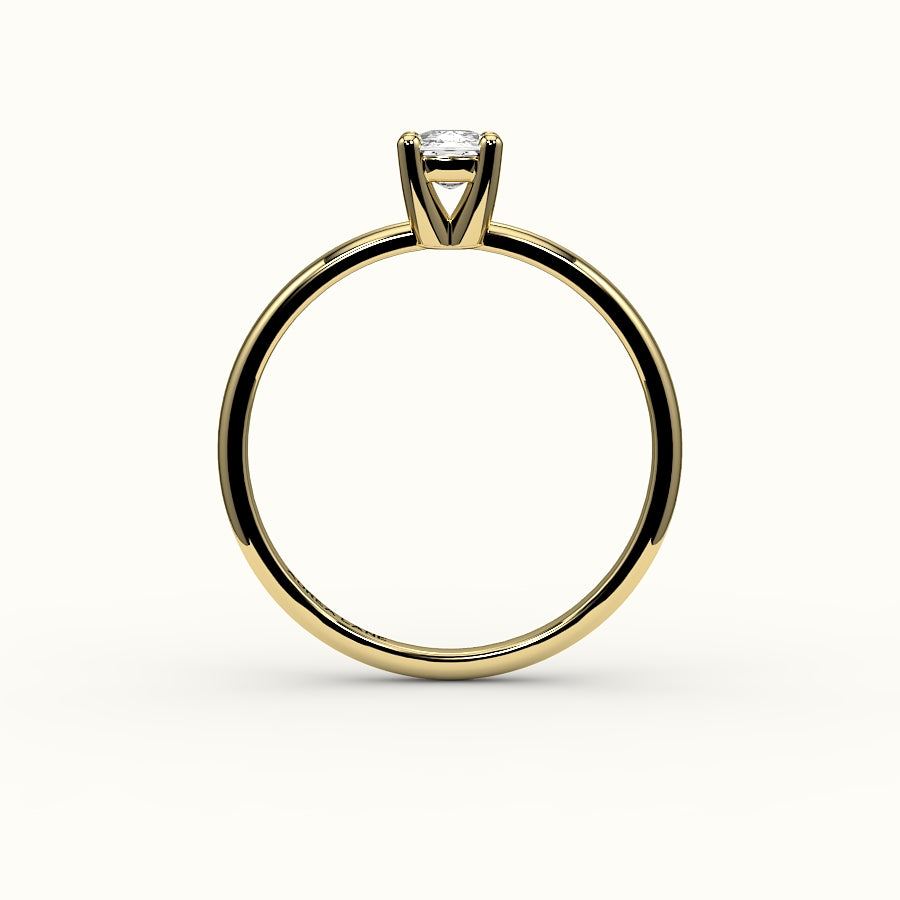 Anillo solitario clásico con montura de cojín alargada