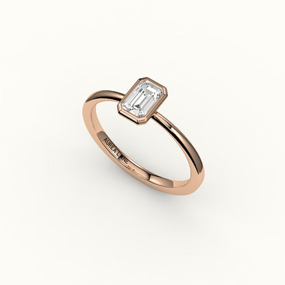 Engaste de anillo con bisel de corte esmeralda clásico