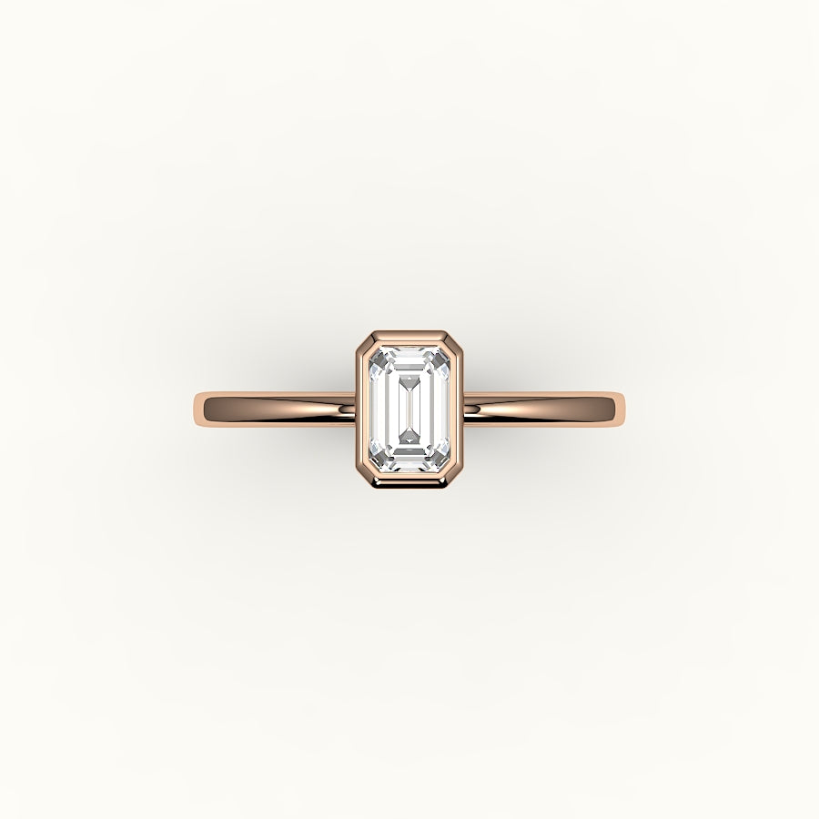 Engaste de anillo con bisel de corte esmeralda clásico